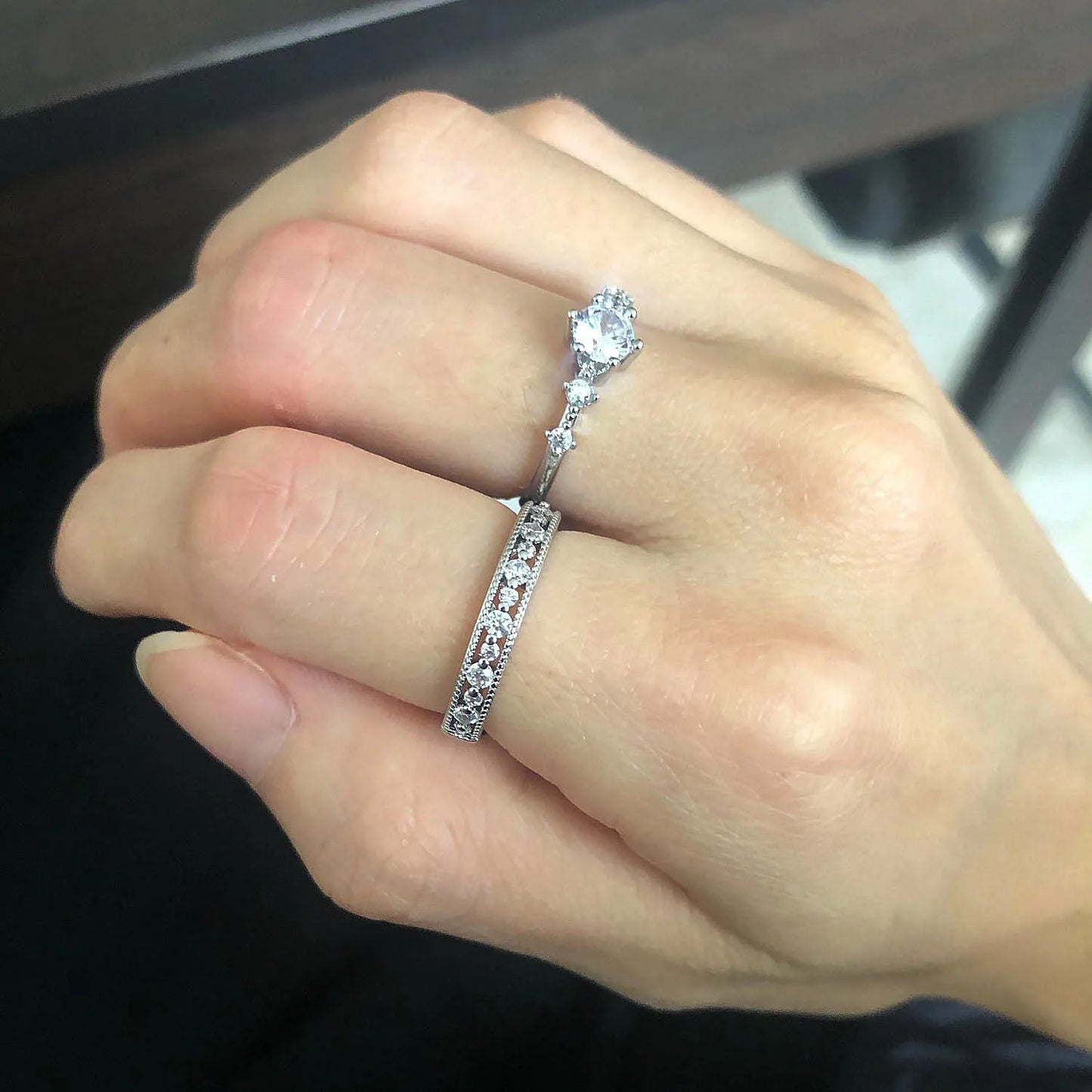 Dainty Midi CZ Stackable Rings
