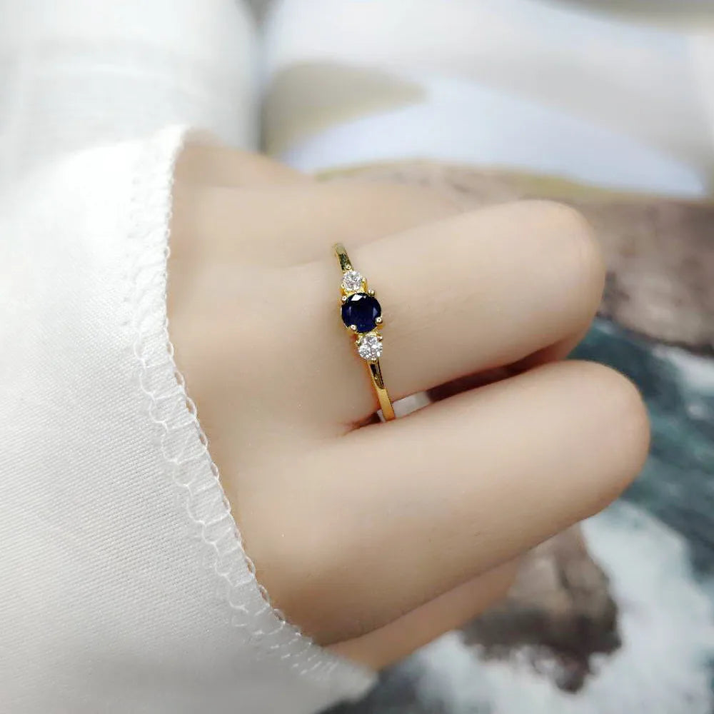Slim Colorful Stone Light Gold Ring