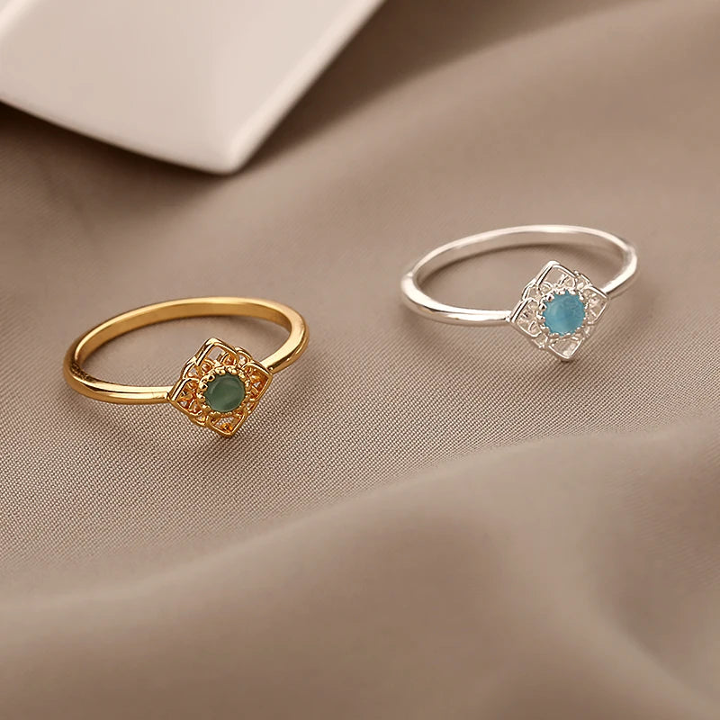Green Opal Lotus Ring