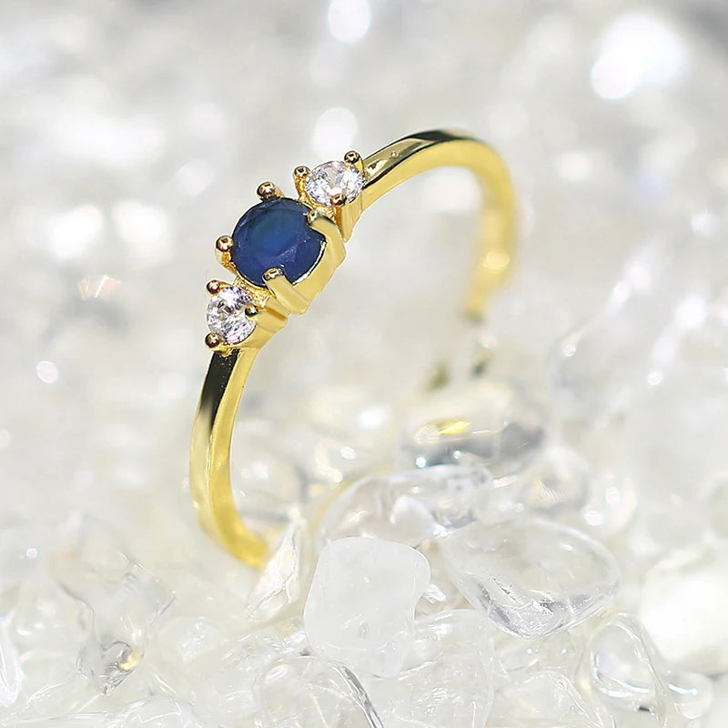 Slim Colorful Stone Light Gold Ring