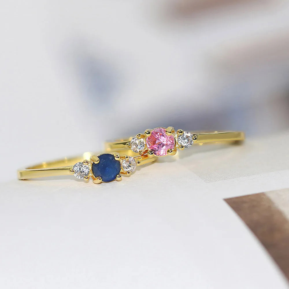 Slim Colorful Stone Light Gold Ring