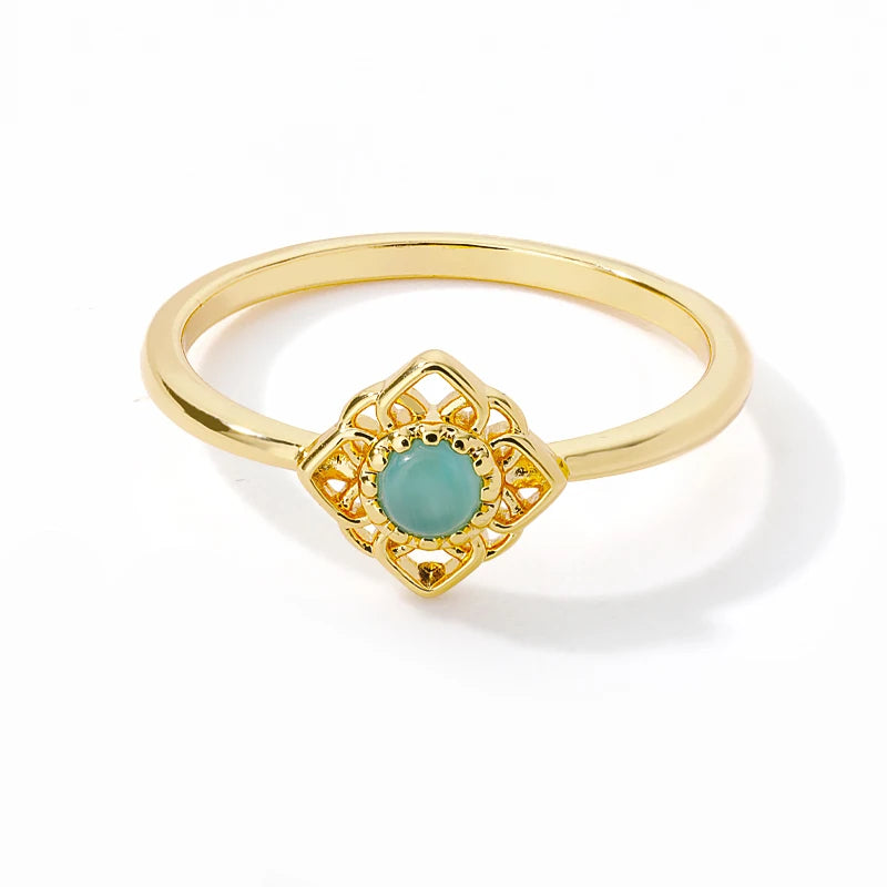 Green Opal Lotus Ring