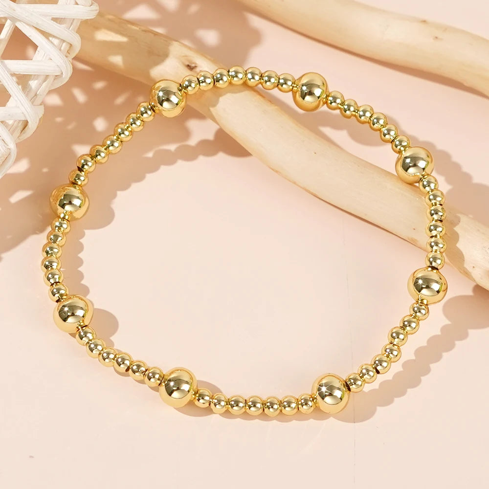 3pcs/Set Waterproof Beads 18K Plated Bracelets