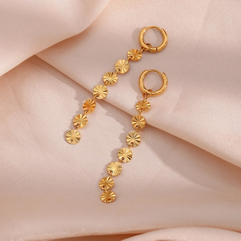 18K Gold Plated Snowflake Long Tassel Earrings Waterproof