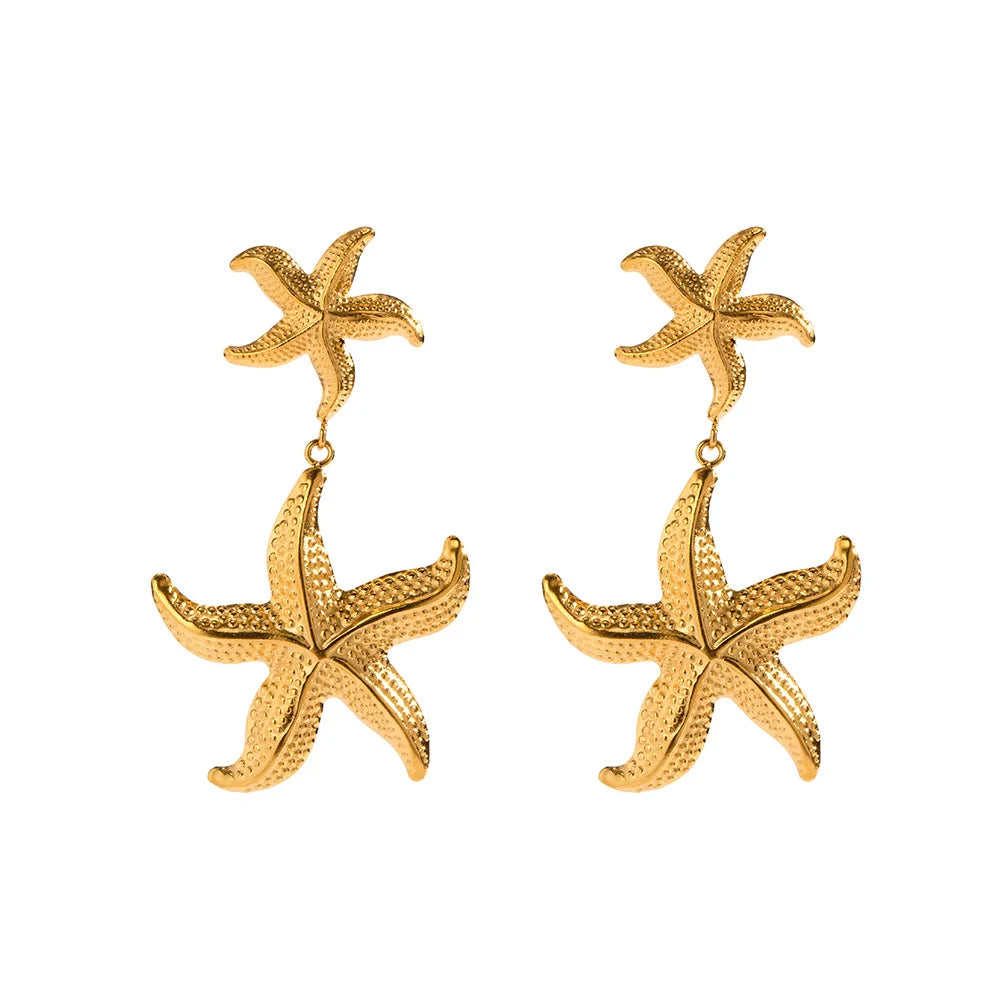 18K Gold Plated Waterproof Starfish Drop Earrings
