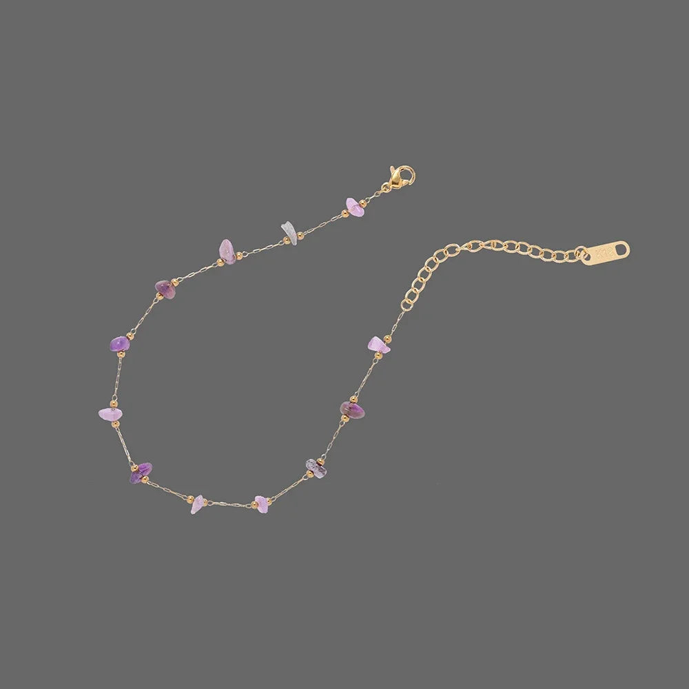Amethyst Anklet Waterproof