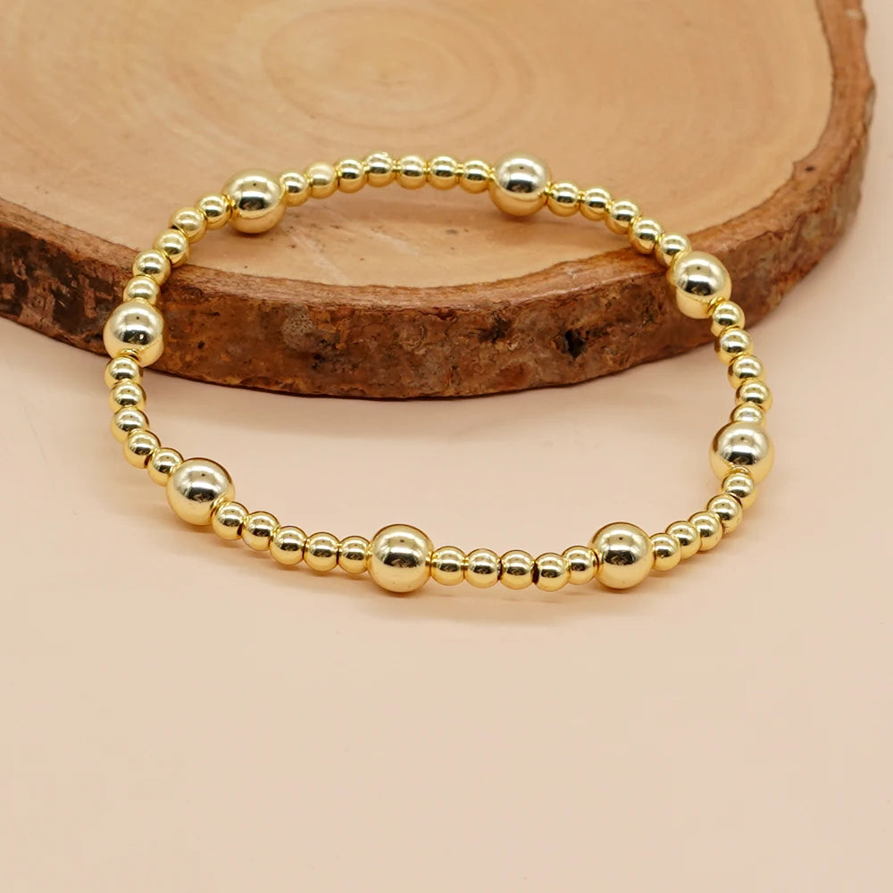 3pcs/Set Waterproof Beads 18K Plated Bracelets