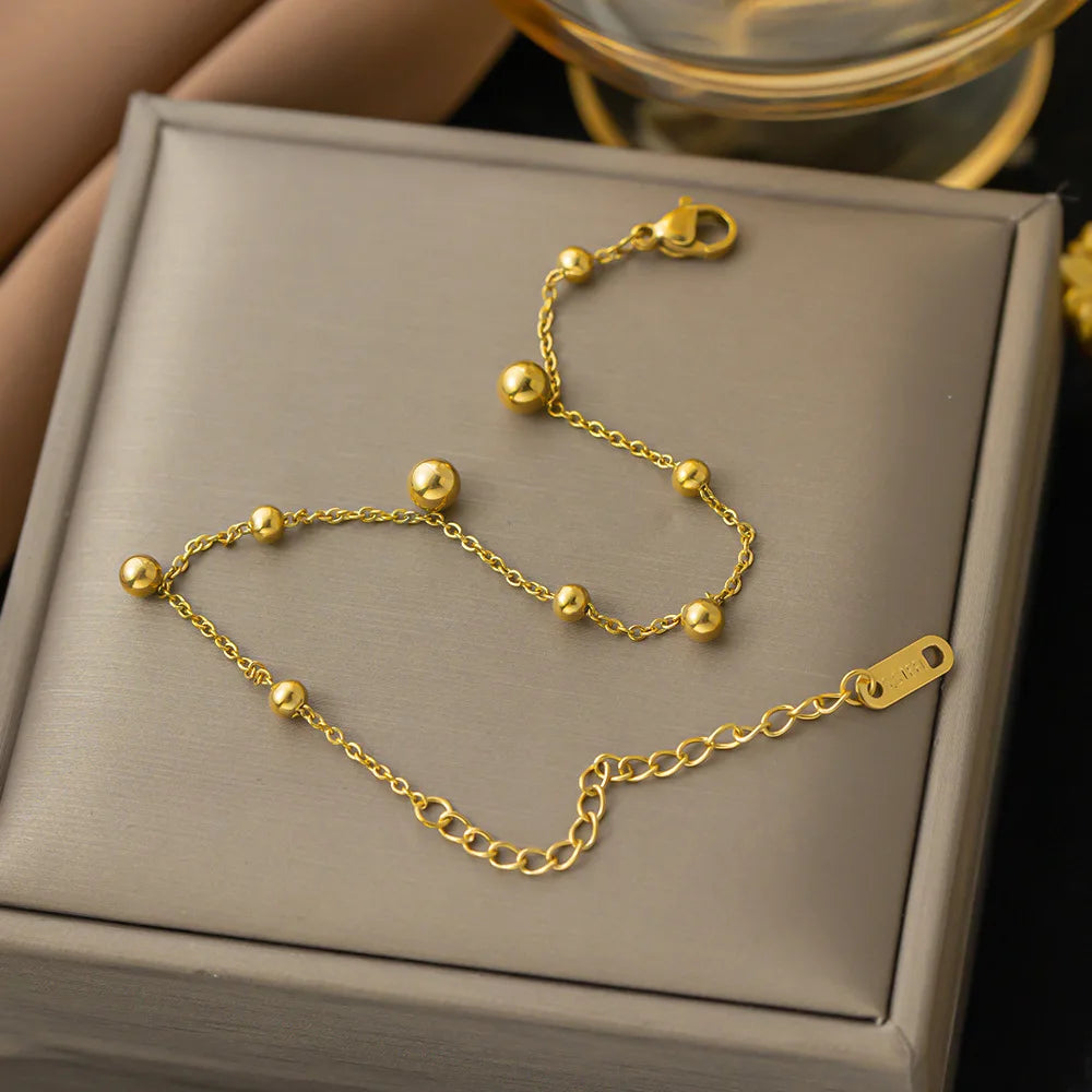 Gold Plated WATERPROOF Bead Chain Bracelet