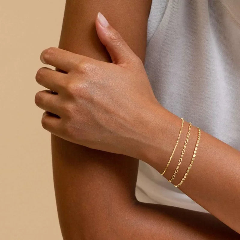 14K Dainty Gold Plated Stackable Bracelet