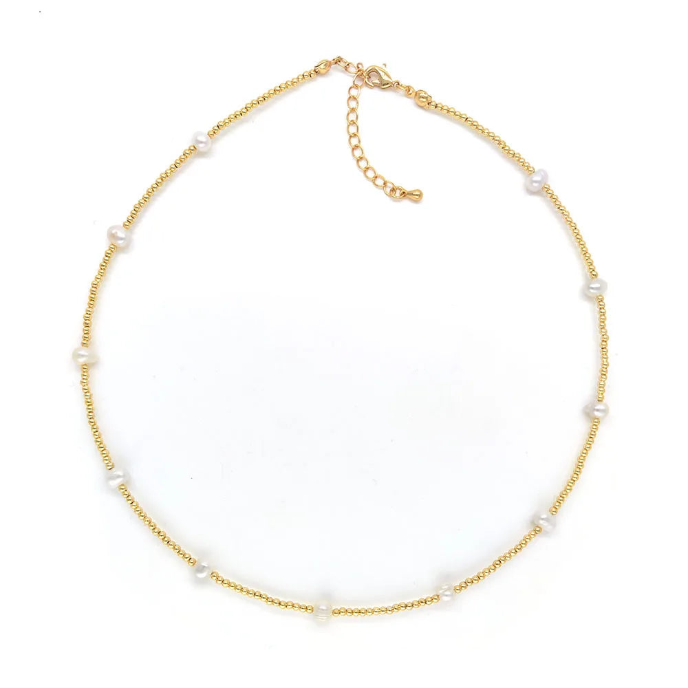 Natural Freshwater Pearl Gold Plated Waterproof Necklace