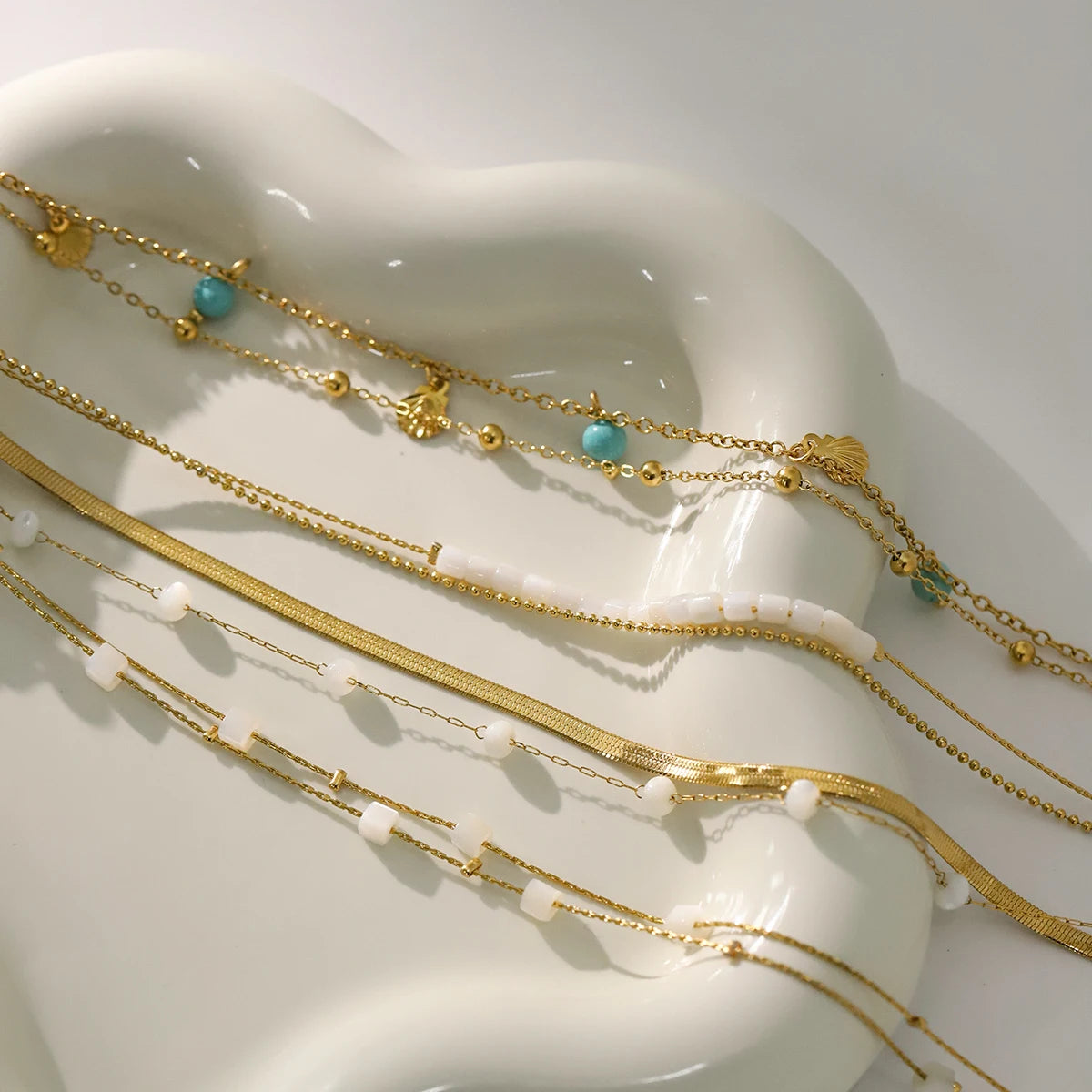 18K Gold Plated Sea Ocean Series Vintage Anklet Waterproof