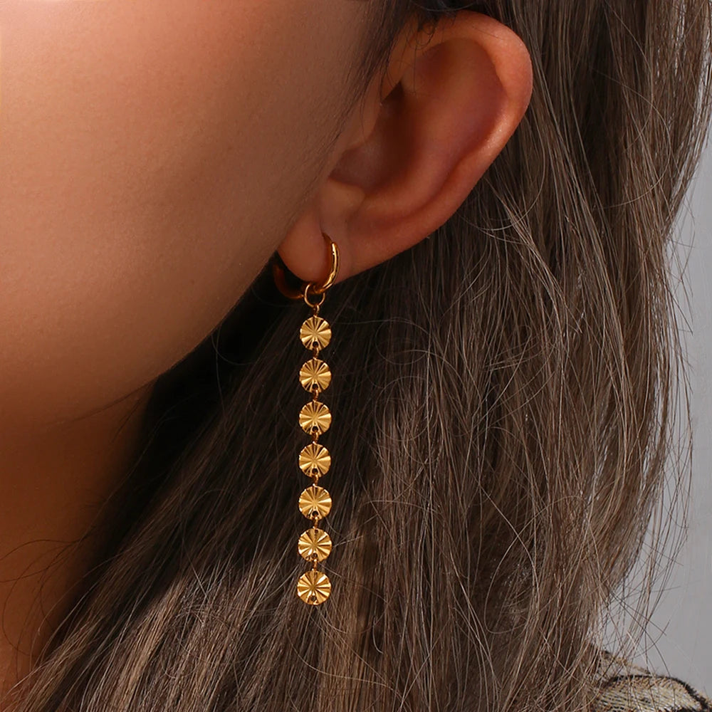 18K Gold Plated Snowflake Long Tassel Earrings Waterproof