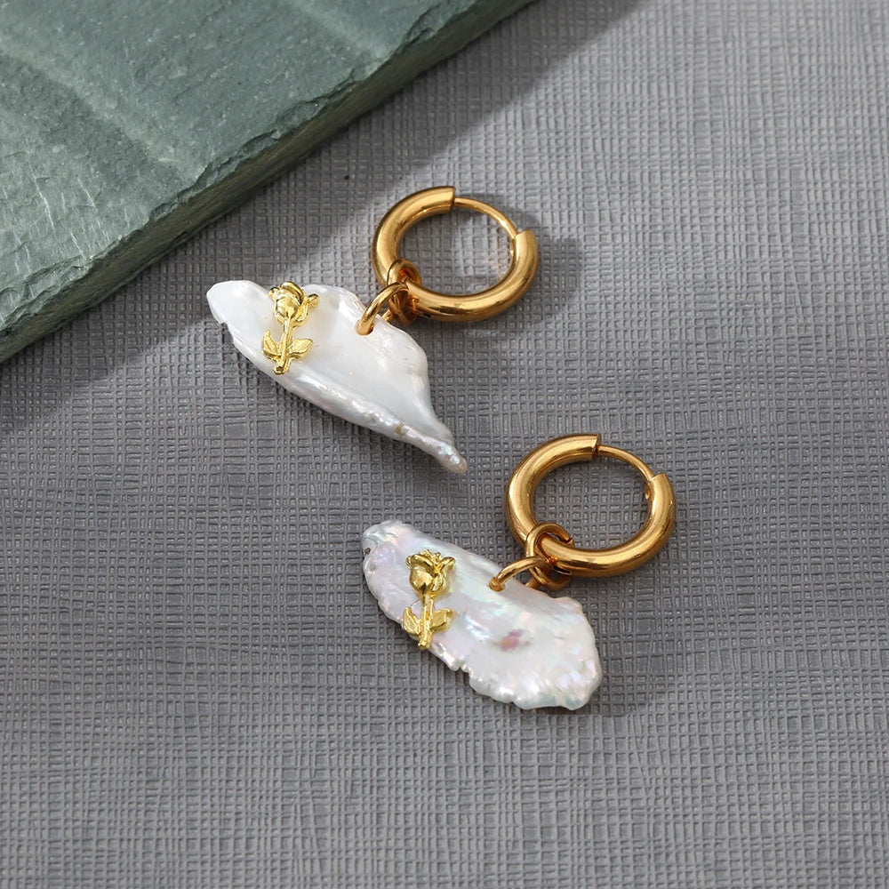 18K Gold Plated Waterproof Freshwater Pearl Drop Earrings