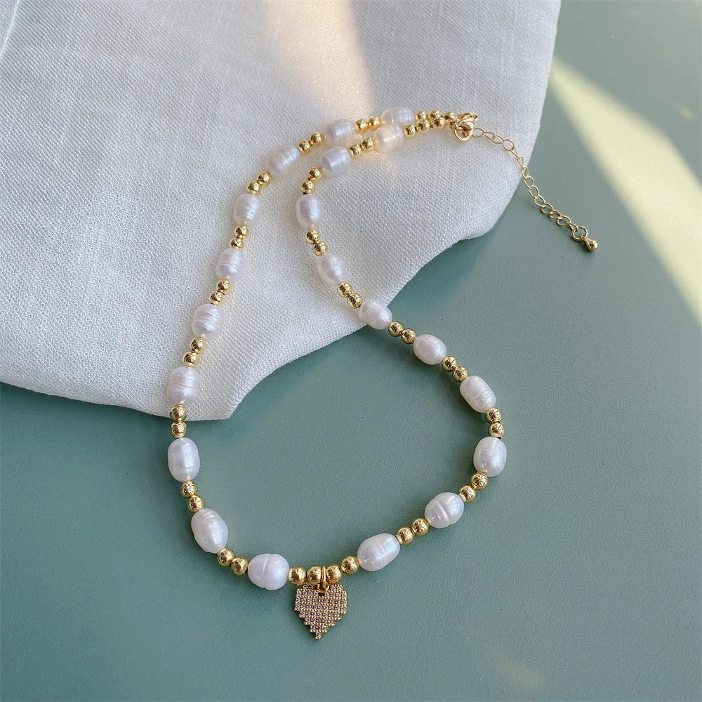 Heart Pendant Pearl Necklace