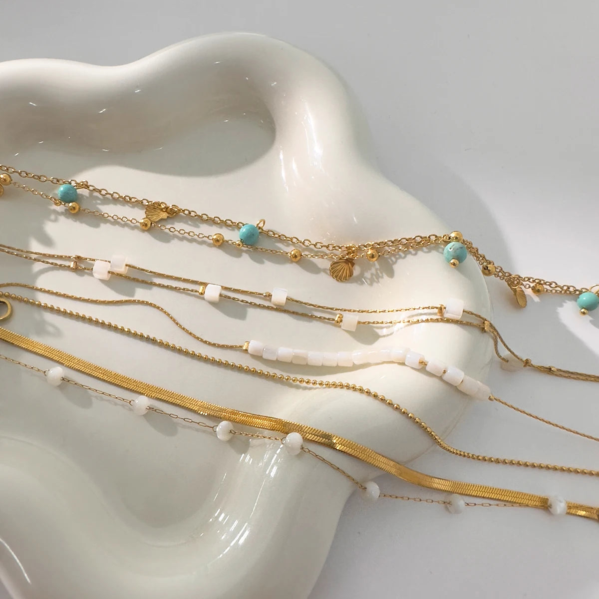 18K Gold Plated Sea Ocean Series Vintage Anklet Waterproof