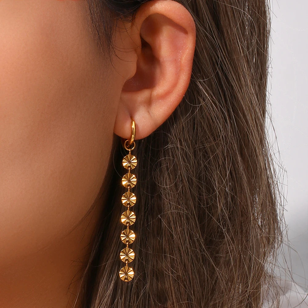 18K Gold Plated Snowflake Long Tassel Earrings Waterproof