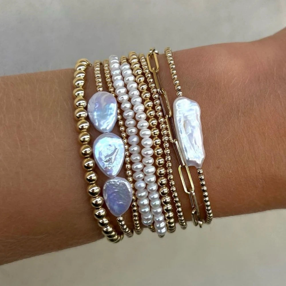 Freshwater Pearl Bracelets 18K Plated Waterproof