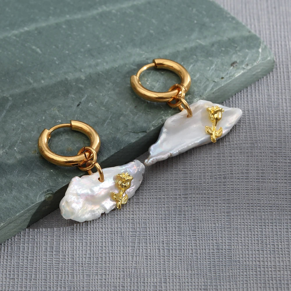 18K Gold Plated Waterproof Freshwater Pearl Drop Earrings