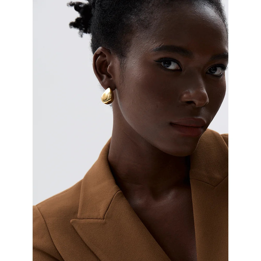 Vintage Hollow Stud Earrings 18K Gold Plated Waterproof