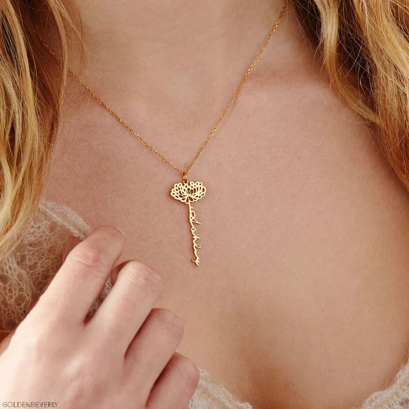 Custom Month Flower Necklace