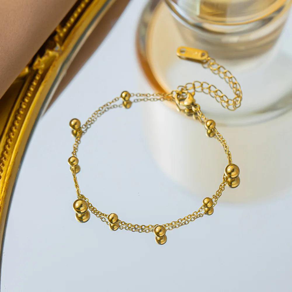 Gold Plated WATERPROOF Bead Chain Bracelet