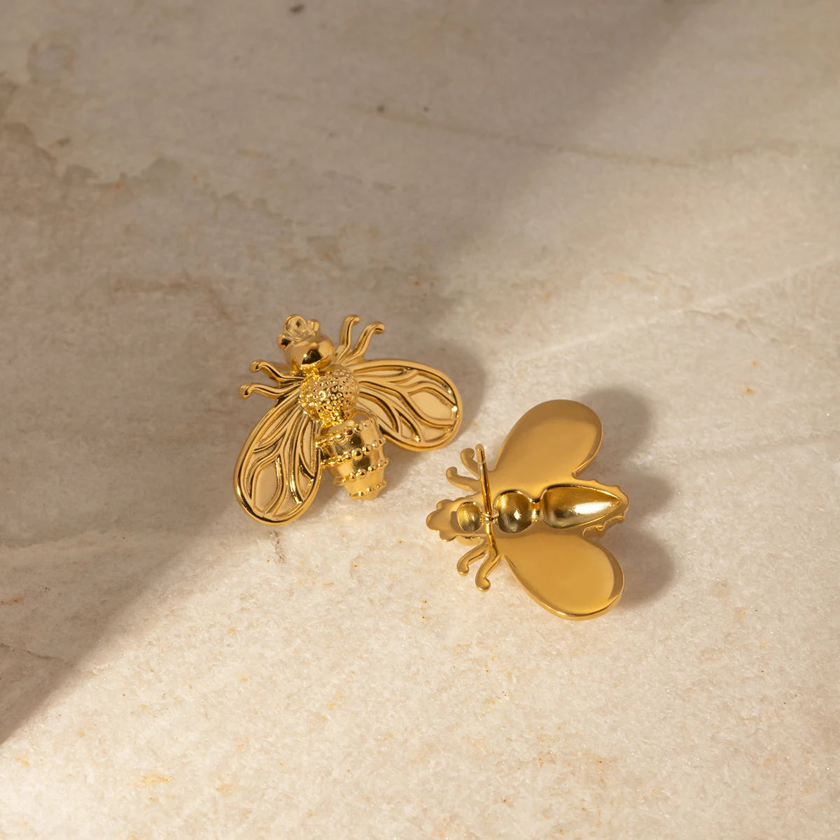 18K Plated Bee Earrings Waterproof