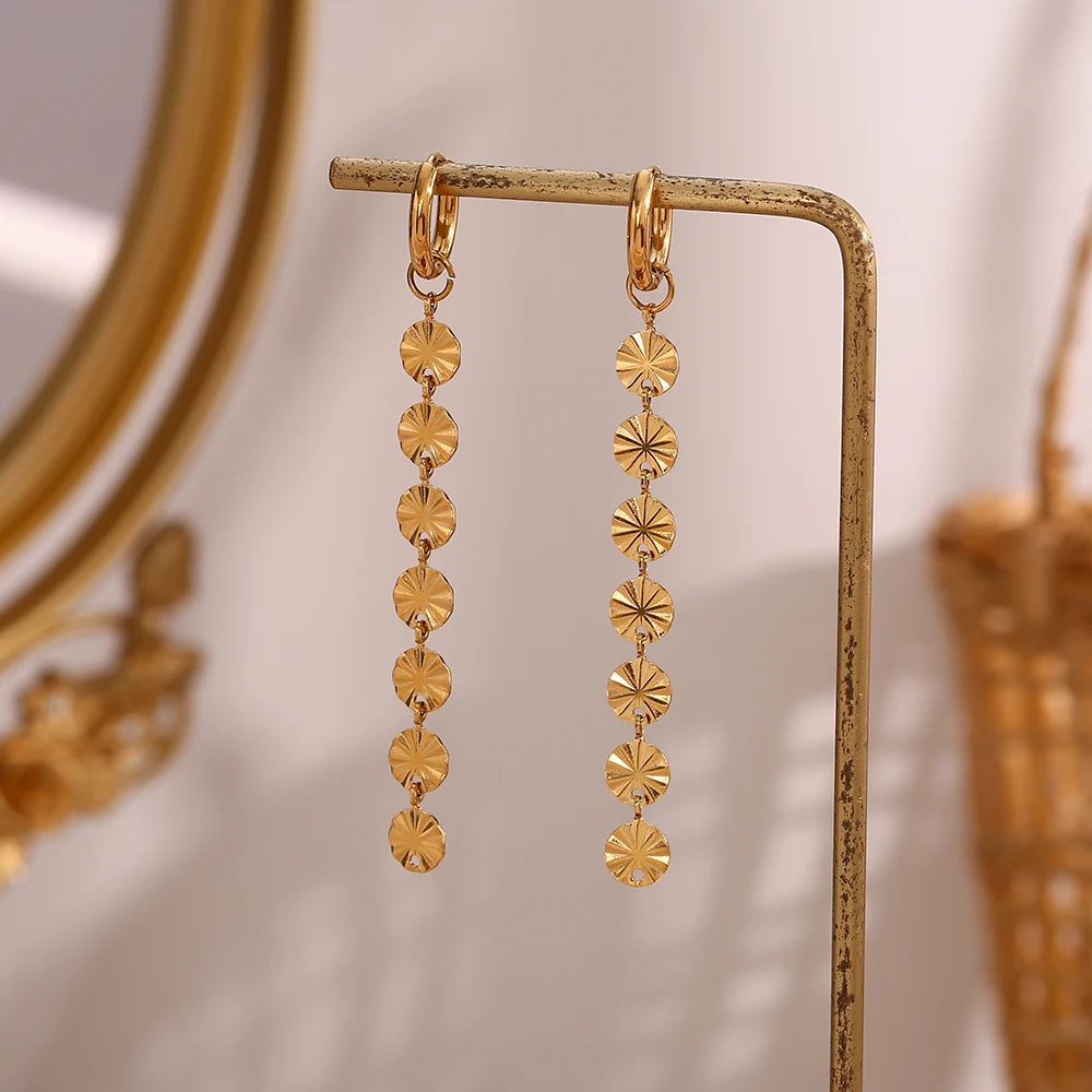 18K Gold Plated Snowflake Long Tassel Earrings Waterproof