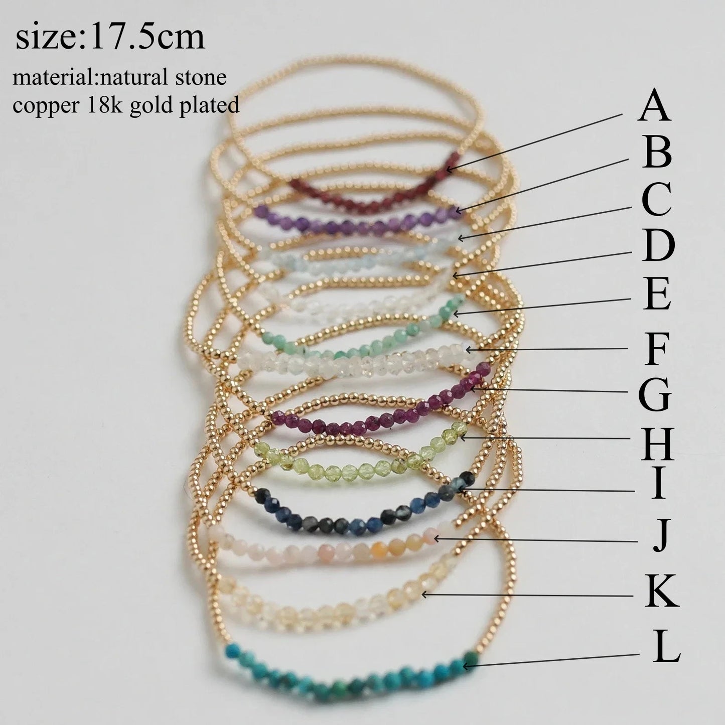 18k Gold Plated Waterproof Gemstone Bracelet