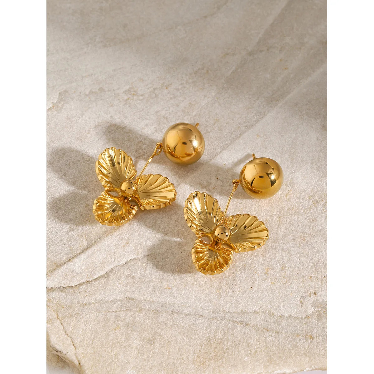 18K Gold Plated Waterproof Flower Drop Earrings