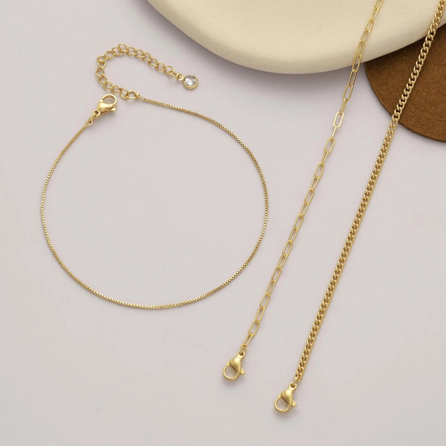 14K Gold Plated Cuban Link Chain Anklets Waterproof