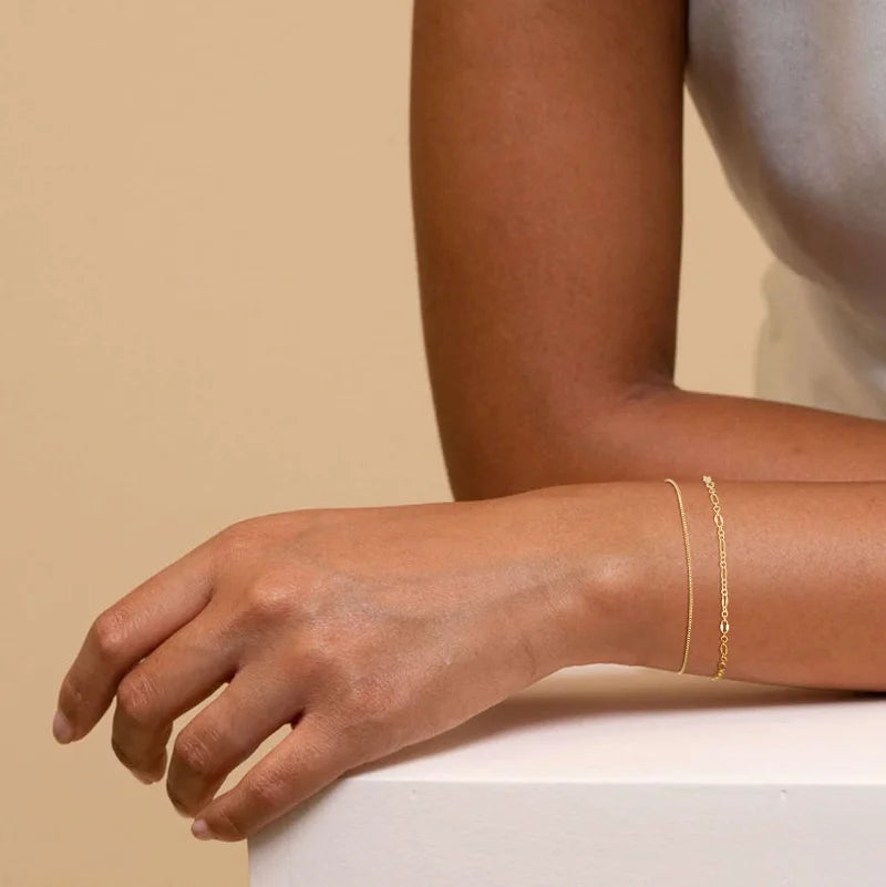 14K Dainty Gold Plated Stackable Bracelet