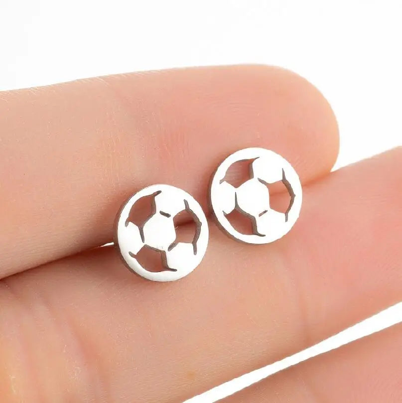 Stainless Steel Sports Stud Earrings