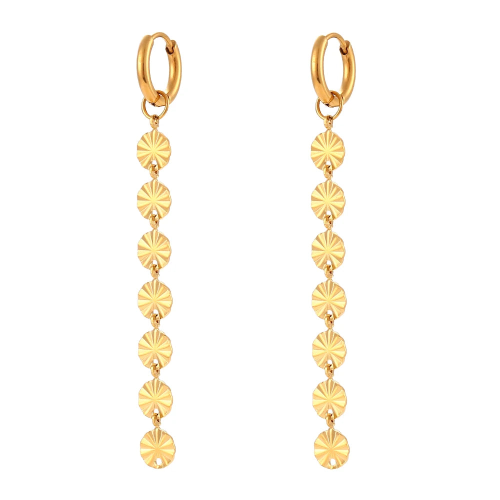 18K Gold Plated Snowflake Long Tassel Earrings Waterproof
