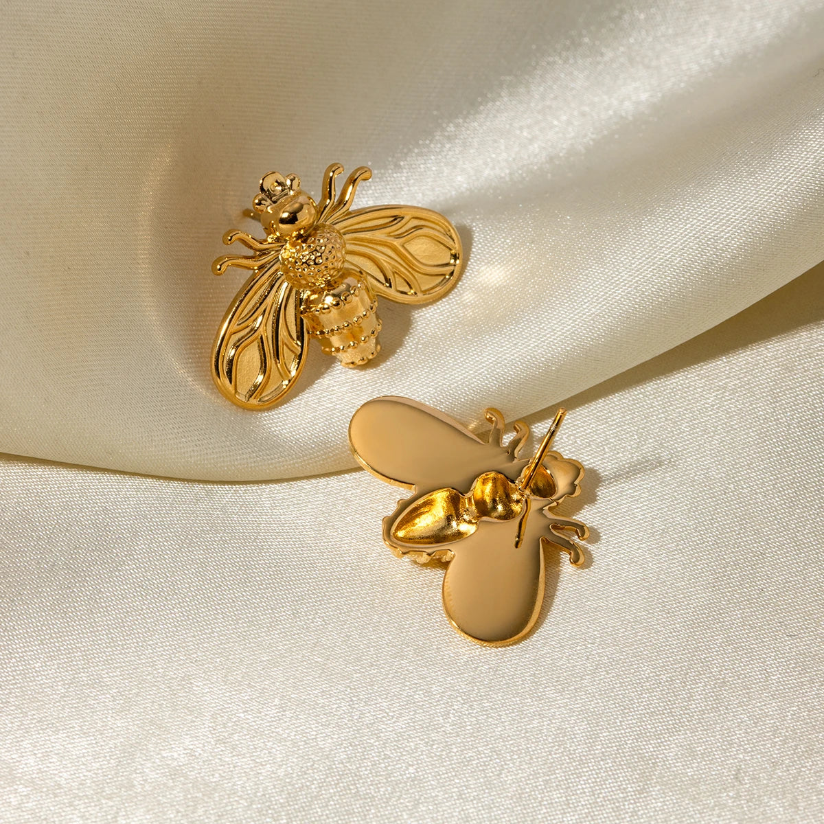 18K Plated Bee Earrings Waterproof