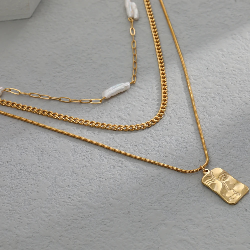 Freshwater Pearl Pendant Necklace Waterproof 18K Plated