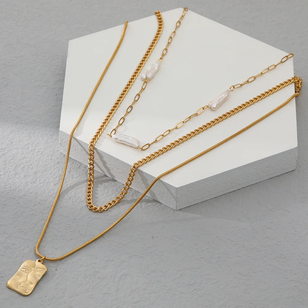 Freshwater Pearl Pendant Necklace Waterproof 18K Plated