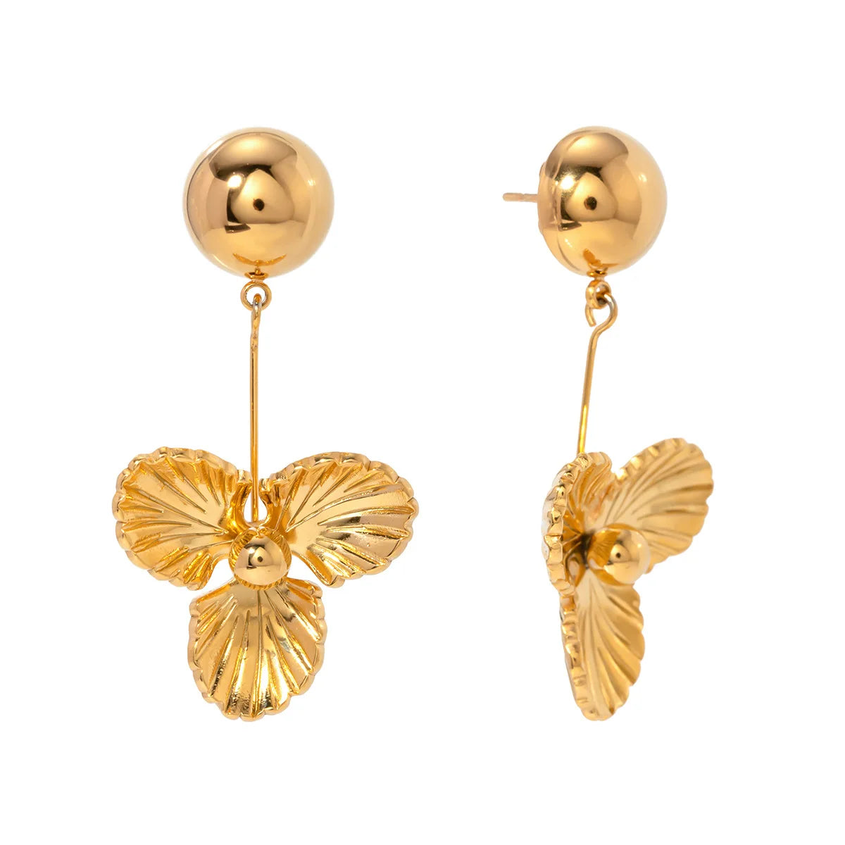 18K Gold Plated Waterproof Flower Drop Earrings