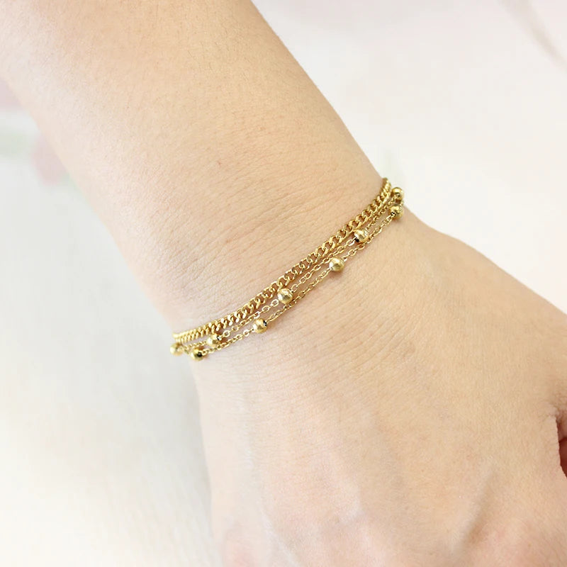 Bead Wrapped Chain 18k Gold-plated Waterproof Bracelet