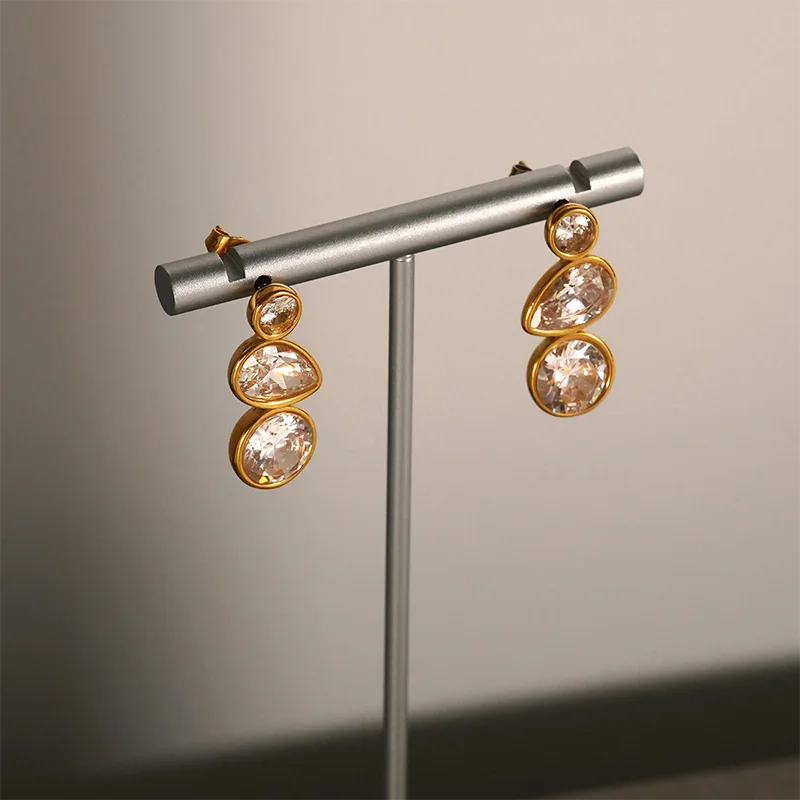 Round Waterdrop CZ Stone Earrings