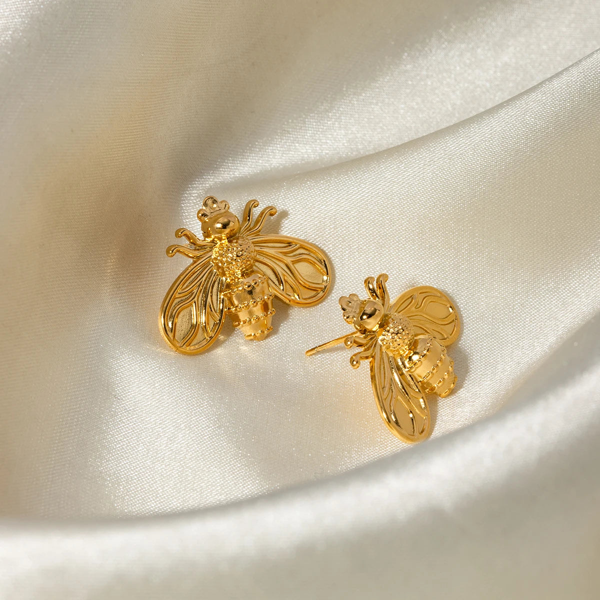 18K Plated Bee Earrings Waterproof