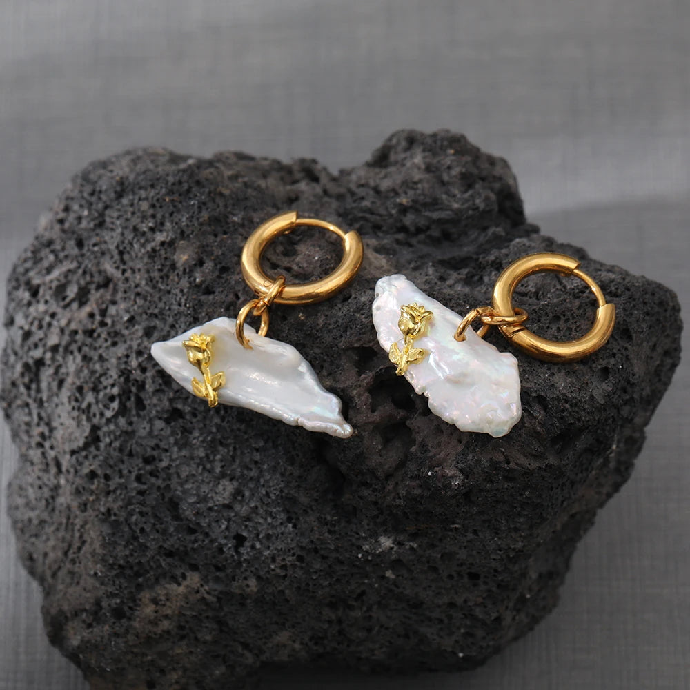 18K Gold Plated Waterproof Freshwater Pearl Drop Earrings