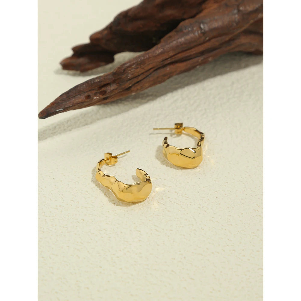 18K Gold Plated Waterproof Irregular Hoop Earrings