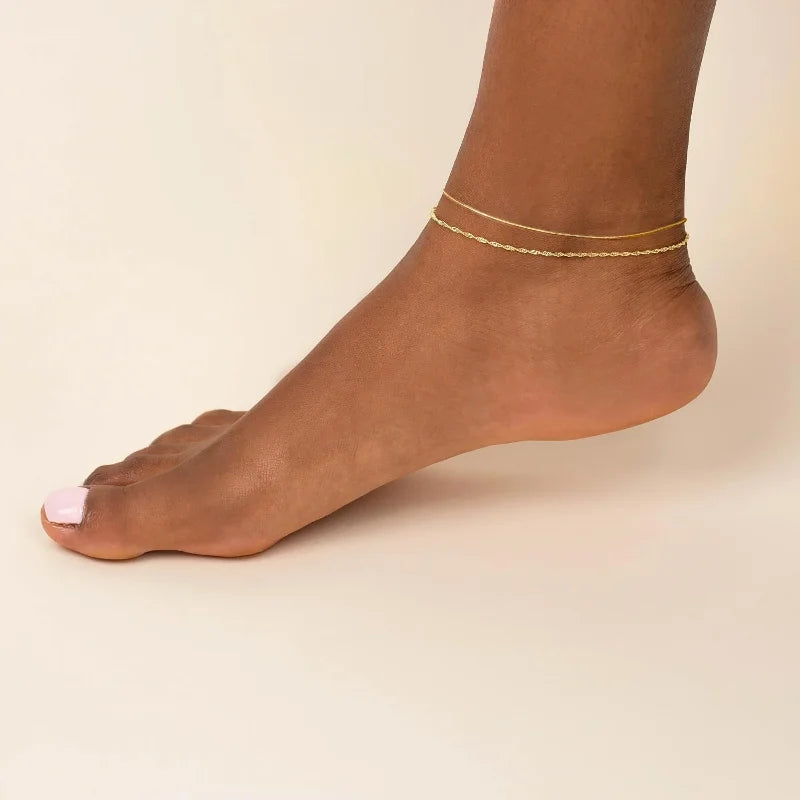18k Gold Plated Ankle Bracelets Waterproof