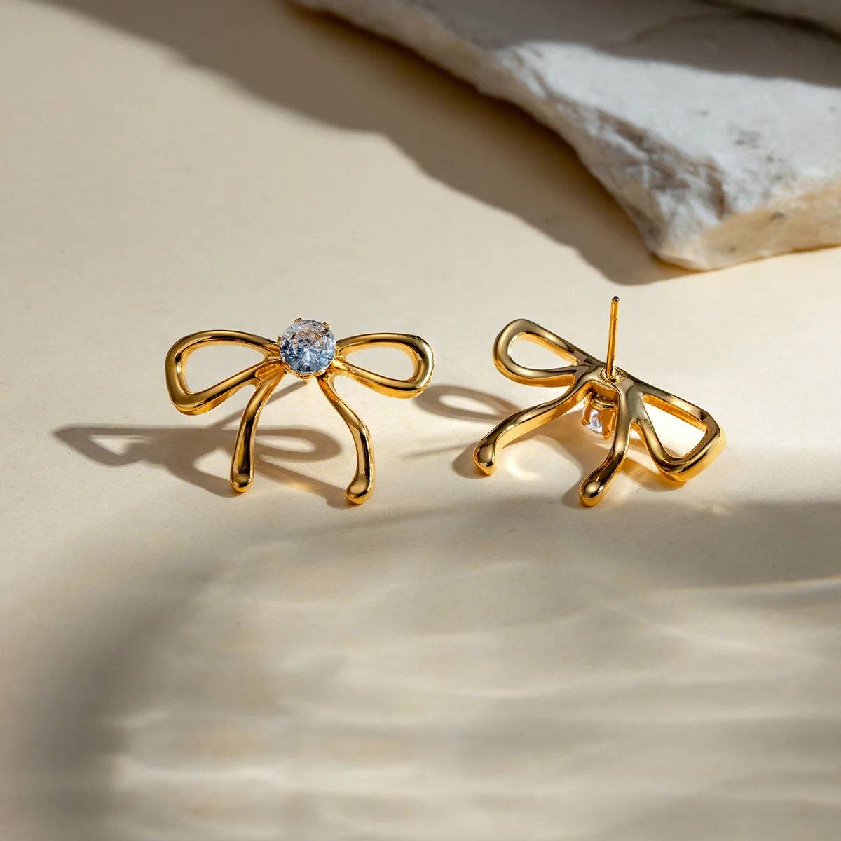 18K Plated Bowknot Earrings Waterproof