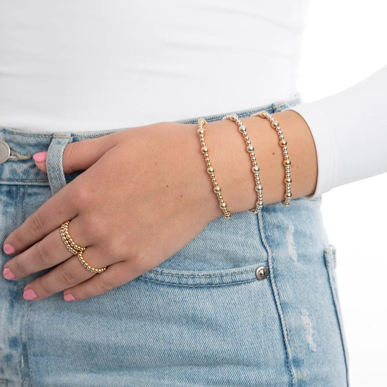 18 K Waterproof Gold Plated Beaded Bracelet
