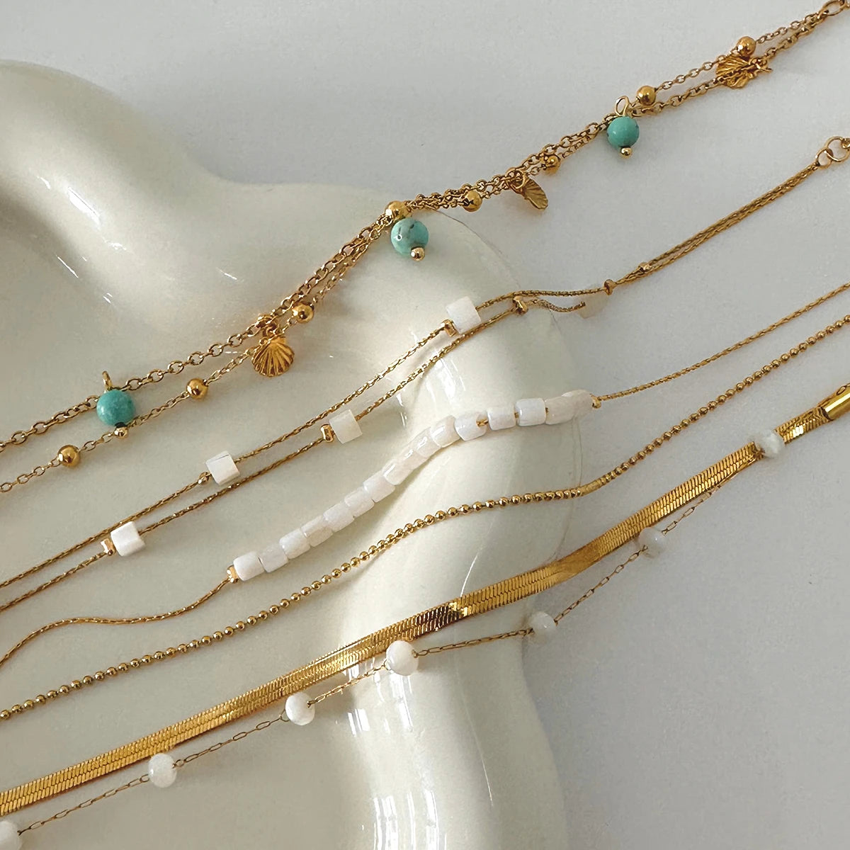 18K Gold Plated Sea Ocean Series Vintage Anklet Waterproof