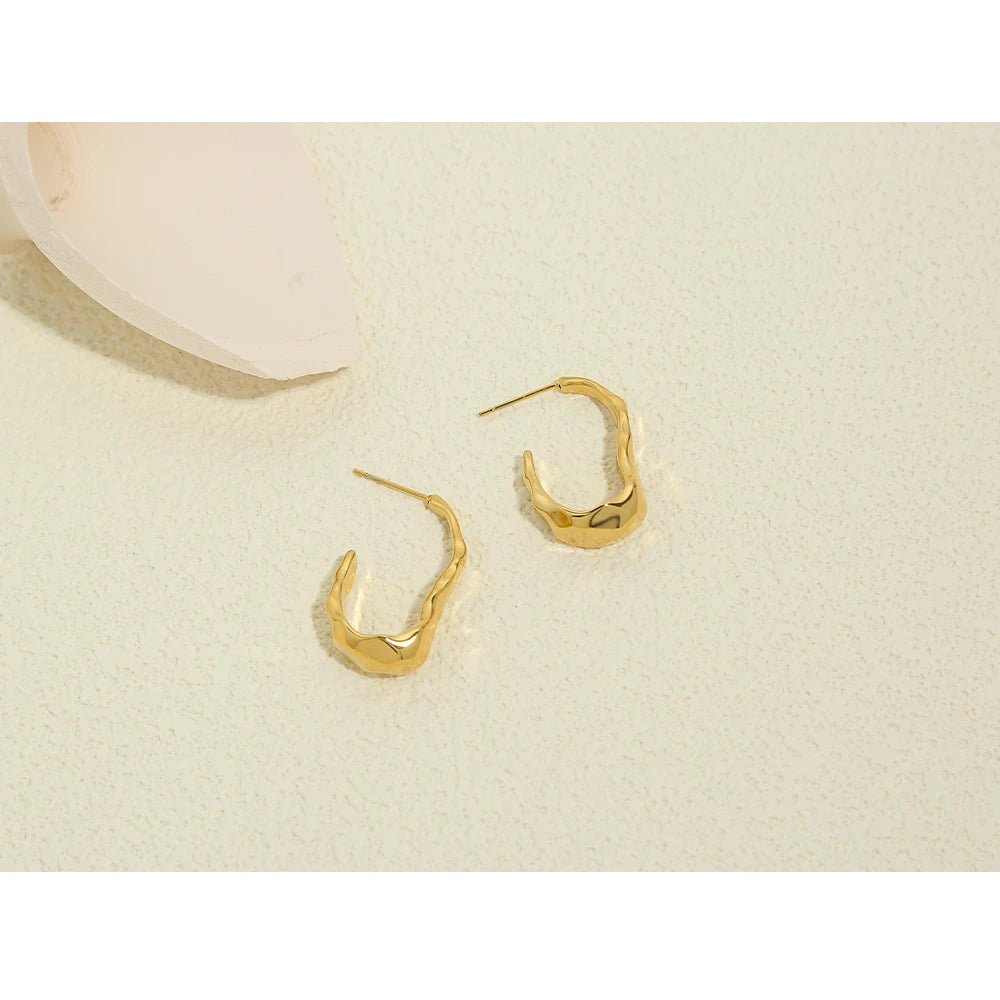 18K Gold Plated Waterproof Irregular Hoop Earrings