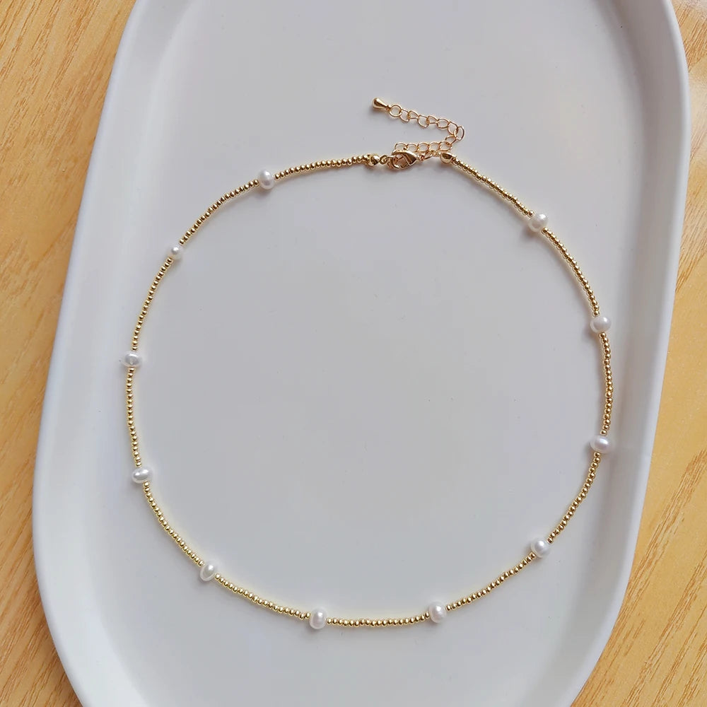 Natural Freshwater Pearl Gold Plated Waterproof Necklace