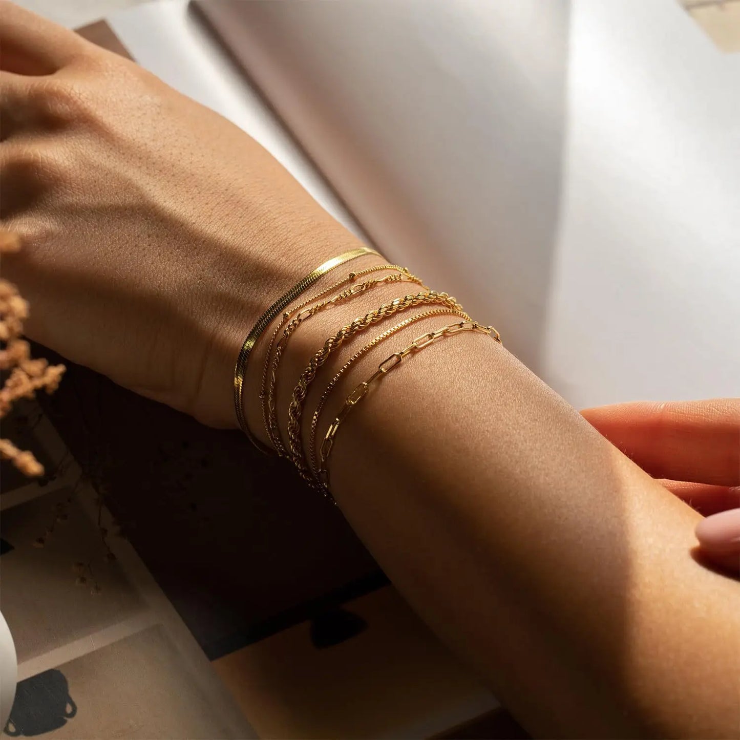 14K Gold Plated Stainless WATERPROOF Layering Bracelet