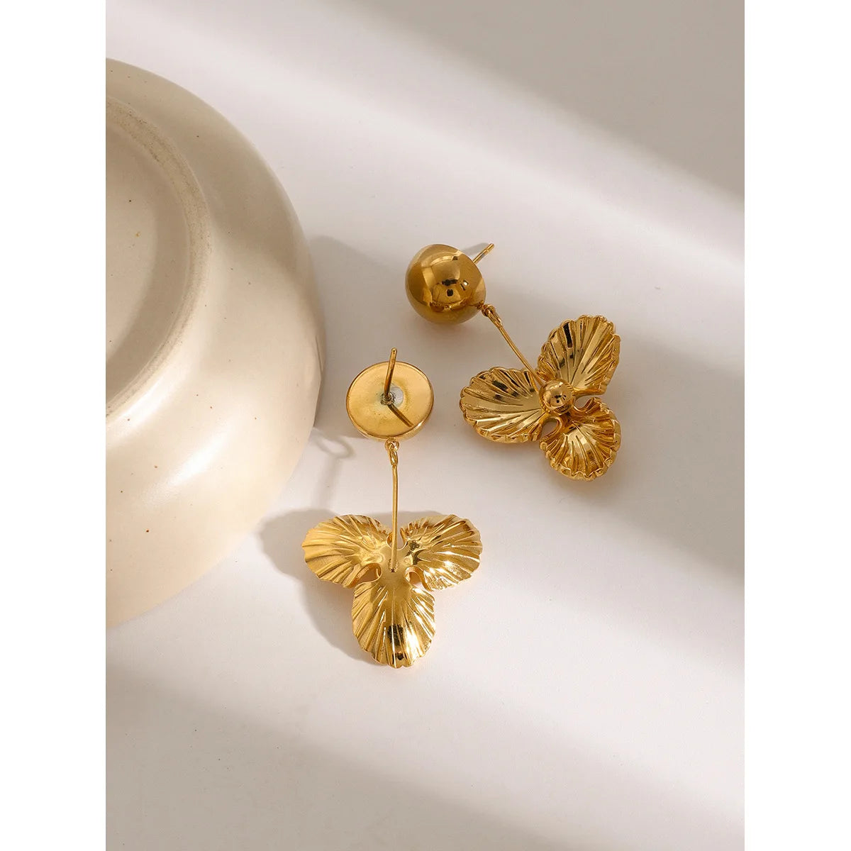 18K Gold Plated Waterproof Flower Drop Earrings